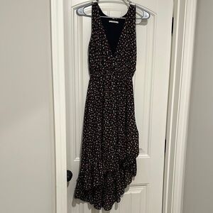 Floral Sleeveless Black Dress